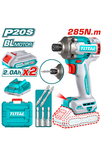 TOTAL 20V 285Nm Cordless Screwdriver with Plastic Bag, Extra Battery and Charger