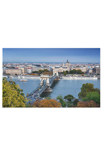 StoryGift Romania Canvas Painting 90 x 60CM Széchenyi Chain Bridge over the Danube aerial view