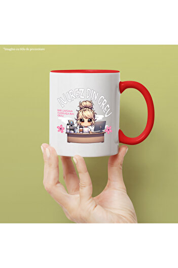 StoryGift Romania Mug Girl working at the computer funny text I'm Working Hard, Miss Coffee Work, With,STG.