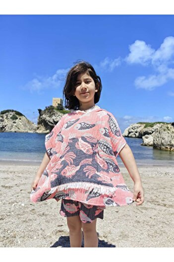 Su Koleksiyon Παιδικό θαλάσσιο παντελόνι με κουκούλα από βαμβακερό υφαντό Morina