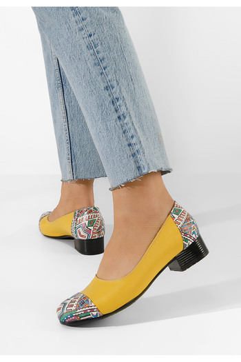 B T Shoes Žlutá kožené lodičky Romina
