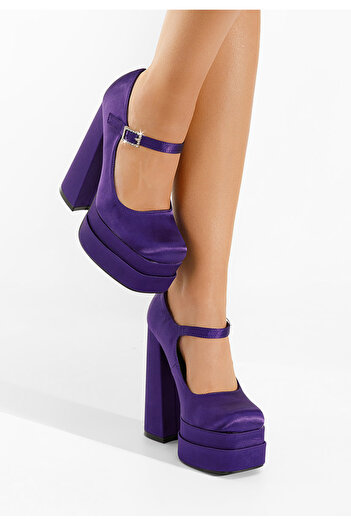 B T Shoes Fialové lodičky s platformou Tixe