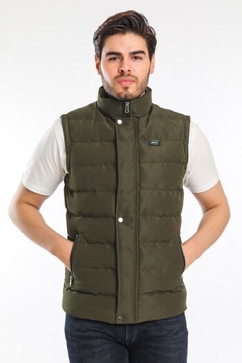 Slazenger Daily Stylish Design Zippered Pocket Vest Khaki