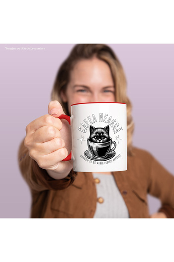 StoryGift Romania Black Coffee Mug enjoy the magic of coffee cat, 330ml, Ceramic with Ro Handle, With,STG