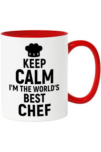 StoryGift Romania Mug with the message "Keep calm, I'm the best chef in the world" with Man, Cu, STG