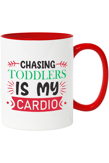 StoryGift Romania Mug for parents who do sports by running after their small children with Red Handle, With M,STG.