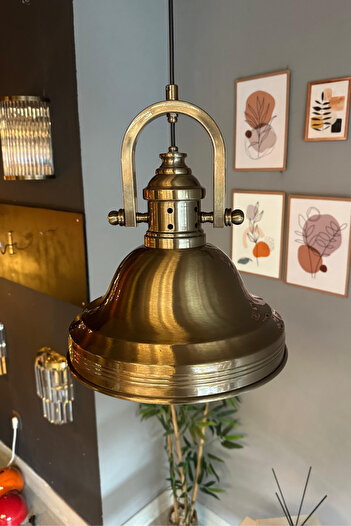 Bamyum Ulmete Delikli Eskitme Başlık Tekli Sarkıt Avize Salon Ofis Otel Restoran Avizeleri Vintage Tasarım