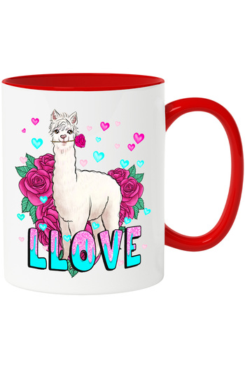 StoryGift Romania Mug with a blade with the message "Llove", roses, colorful hearts, Valentine's Day, With ,STG