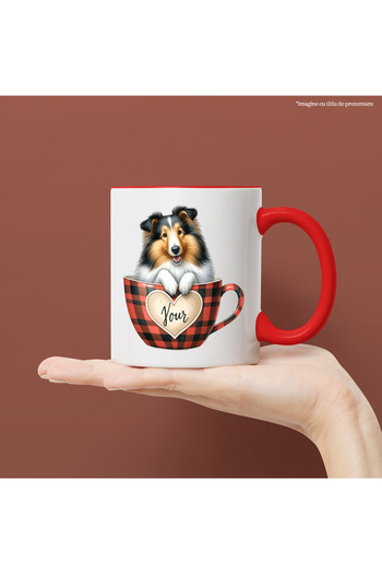 StoryGift Romania Mug with a dog sitting in a cup, illustration, for dog lovers, , With ,STG .