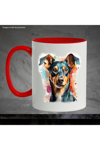 StoryGift Romania Mug With Dog, Mosaic, Breed, Pinscher, Pet, Multicolor 330 ml, Ce, Cu, STG
