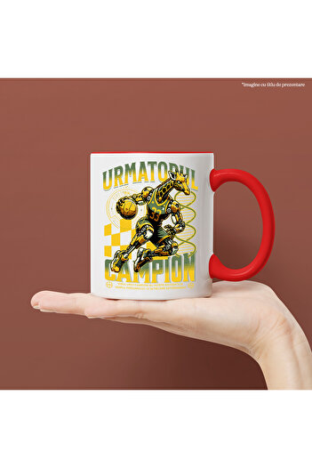 StoryGift Romania The Next Basketball Champion Mug - Robot Giraffe, 330ml, Ceramic with Red Handle, With ,STG