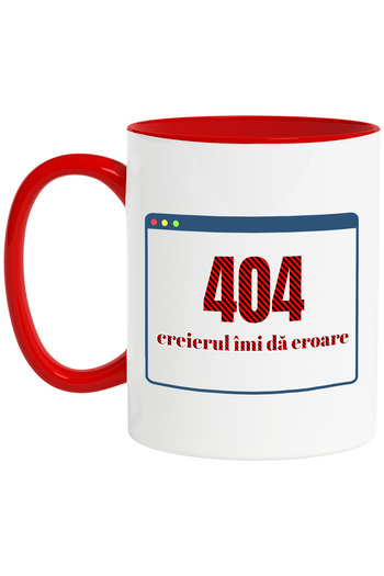 StoryGift Romania Mug Table Computer text brain gives me error, 330ml, Ceramic with Red Handle, With Handle, STG.