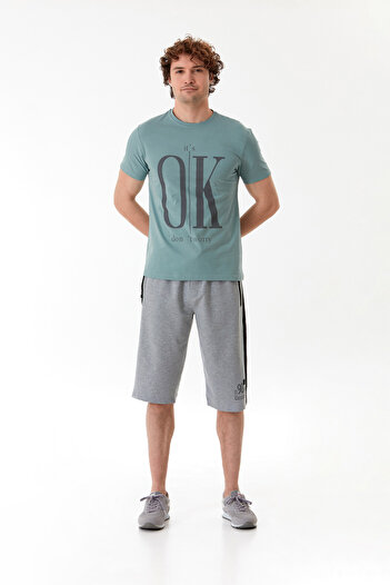 Fulla Moda Μπλουζάκι με λαιμόκοψη με στάμπα It`s Ok
