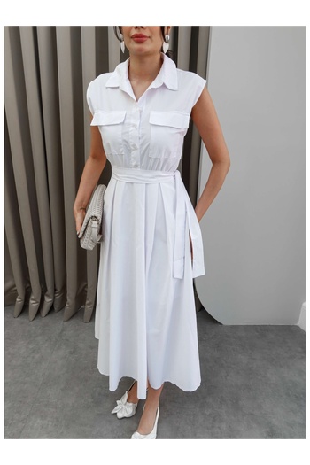 ESRAHELVACI Shirt Collar Poplin Dress