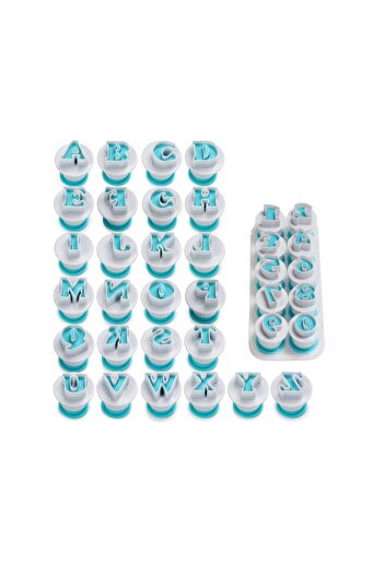 BV Alphabet and number cutter set with ejector, large capital letters, 36 pieces, 287COF