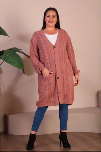 Sevda Kılınç Plus Size Standard Knitwear Cardigan
