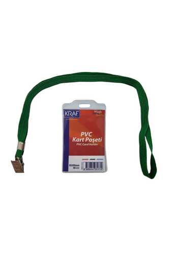 KRAF Card Bag Transparent Vertical 65 X 95 mm 5 Pcs + Kraf Card Hanger String Green with Metal Clips 5 Pcs Set