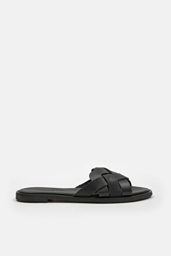 NILUFARR Papuci de damă Hazel Black din piele naturală