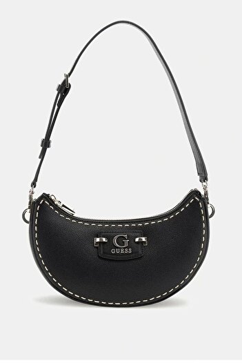 Guess Nastra Top Zip Shoulder Bag Women's Black Shoulder Bag Hwbg9637170-Bla
