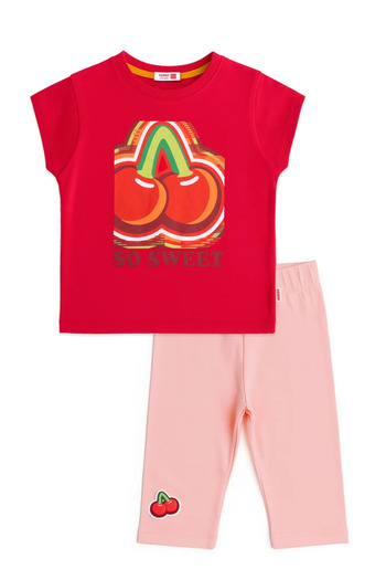 Haribo Girl's Fuchsia/Pink Combed Cotton Tights Suit