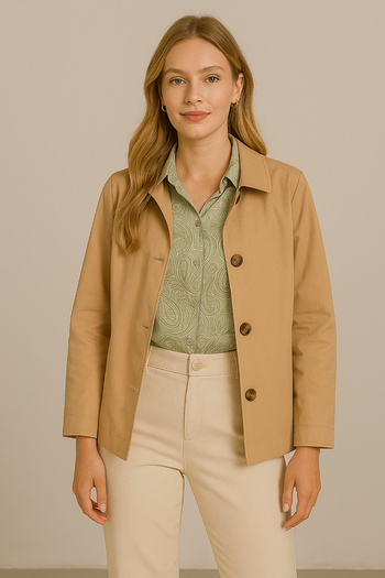 Giyim Dünyası Women's Short Trench Coat Camel