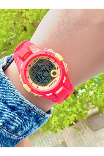 Ferrucci Jaga Watch with Stopwatch Yellow Detail Red Silicone Cord Watch