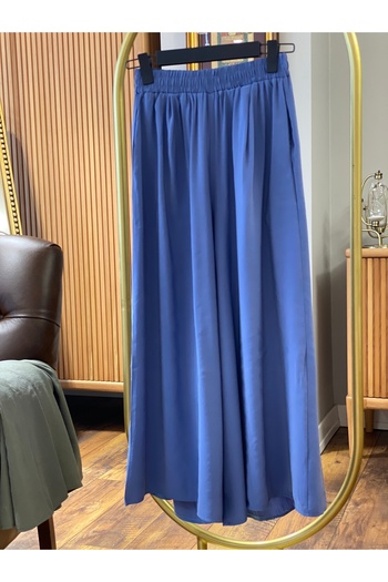 Hatun Atila Wide Leg Modal Skirt Trousers with Elastic Waist - Indigo