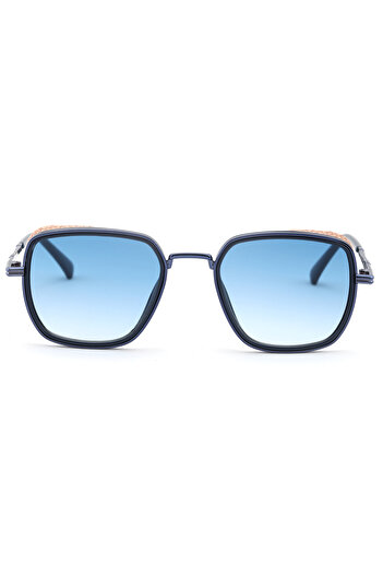 Angel Eyes Square Design Gold Blue Frame Blue Glass Sunglasses Women&Men Ce Certificated Uv400