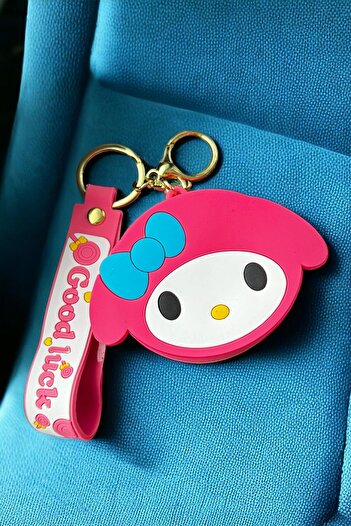 TAKIŞTIR Dark Pink Color Cat Figured Silicone Keychain/Wallet