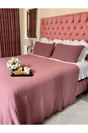 Almir Home Dusty Rose 4 Layer Muslin Bedspread (Pike King Size 260-220)