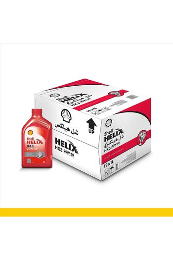 SHELL Shell Helix HX3 20W50 Petrol Engine Oil / Carton (12 x 1 liter cans) - Reliable performance and effective engine cleaning