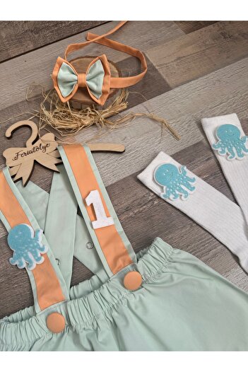 Feriatolye Sea Creatures Concept Octopus Figured Salopet
