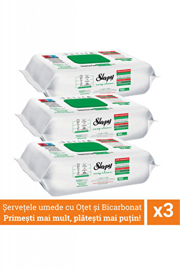 Sleepy Propagační balíček 3 vlhčených ubrousků s bikarbonátem, extra čištění, balení 100 kusů, snadné