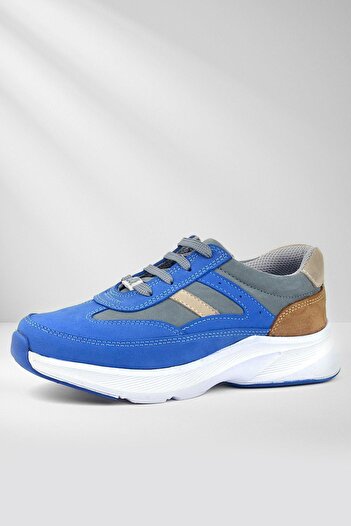 Rakerplus Pantofi sport pentru copii, din piele naturală, anatomici, cu șireturi, albastru, maro