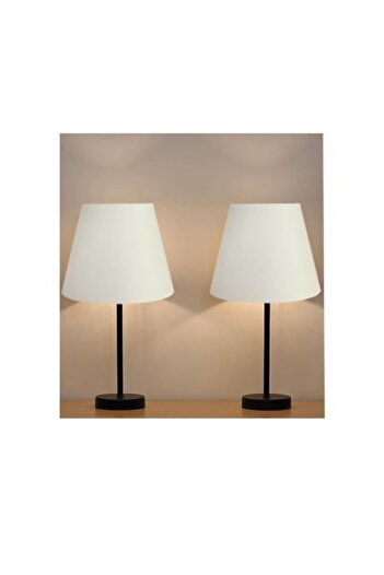 Semboldekor Stylish Lampshade with 2 Black Legs and White Conical Hat