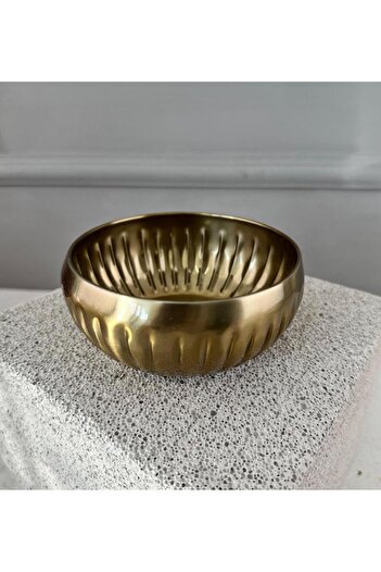 PEKİBU LÜKS MİNİ PASLANMAZ ÇELİK SAKSI KASE ÇİZGİ DESEN ESKİTME 12 CM