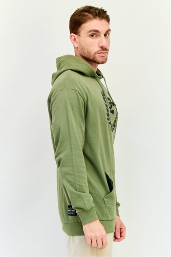PAUL FRANK Men Long Sleeves Brand Logo Hoodie, Green