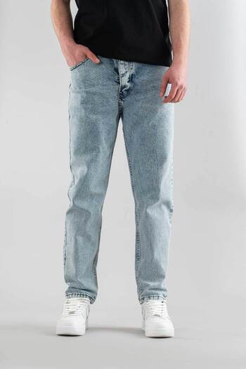 bombe Men's Blue Comfortable Lycra Denim Jeans Pants Button Closure