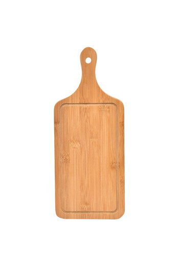 PUFO Platou din lemn de bambus cu mâner pentru servirea mâncării, aperitivelor, pizzei, 40 x 16 cm, maro