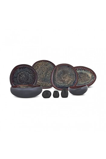 Karaca Karaca Earth Collection Galactic 55-teiliges Tafelservice für 12 Personen – Schwarz