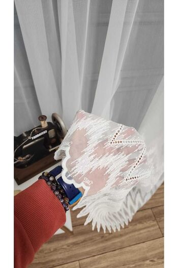 Taç Farbateks Planting Skirt Wide Rhythm Model Patterned 1E2Layers Wrinkle-Free Ironing-Free Linen Tulle Curtain