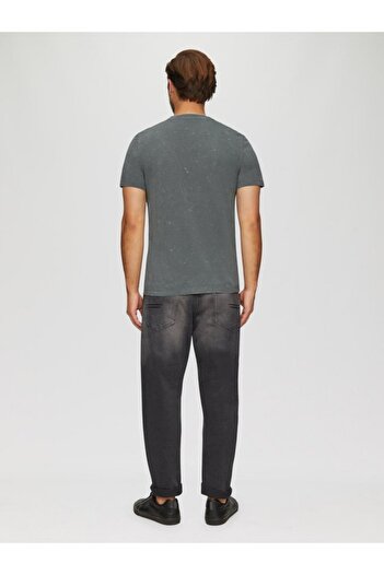 s.Oliver Men's T-shirt with a low neckline and a moon phase print