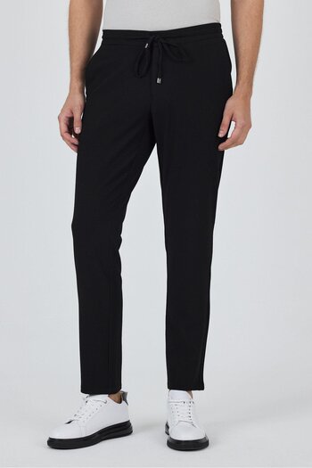İmza Black Flexible Elastic Side Pocket Casual Comfort Fit Jogger Trousers 1003250210
