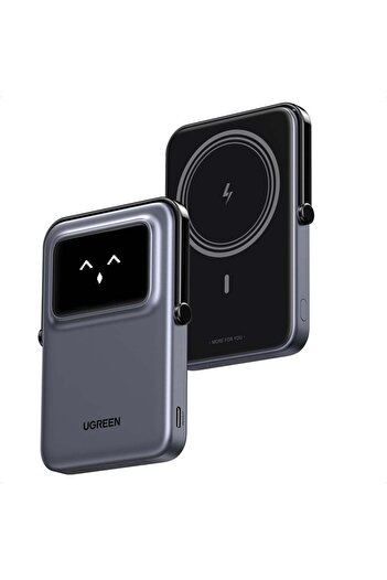 Ugreen Baterie externă cu afișaj digital, Ugreen, încărcare rapidă, magnetică, 5000mAh, USB-C, 18W, 5V/3A, neagră