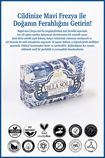 Nesti Dante Villa Sole Fresia Blu - 250g Blue Freesia Flower Pattern Revitalizing Soap