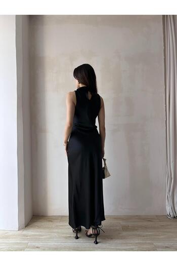 Mooi Butik GODWİN Maxi Elbise 6493 - Siyah