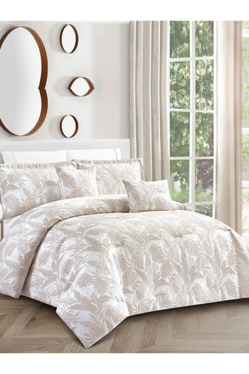 Donetella Premium King Comforter Set 8-Pcs, Jacquard Bedding with 350 GSM Poly Silk Filling