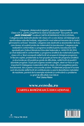 Editura Cartea Romaneasca Educational Matematică clasa a IX-a, Marian Chirciu, Marin Chirciu