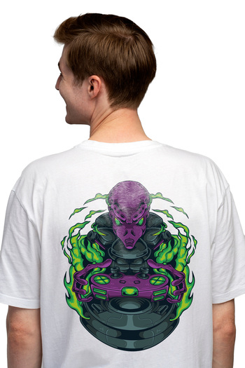 StoryGift Romania Tricou bărbătesc cu imprimeuri extraterestre, știință, ficțiune, flăcări, joystick, controller, jocuri