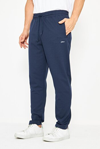 TRENDHİLL Men's Large Size Straight Leg Relaxed Cut Sweatpants Navy Blue 6503-L